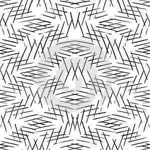 Monochrome striped lines background. Intersecting diagonal monochrome texture. Seamless hand drawn vector pattern.