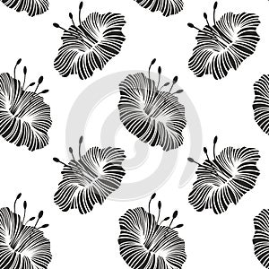 Monochrome stylized flowers with graceful lines