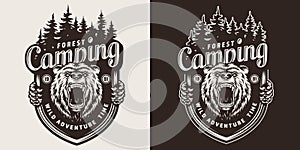 Monochrome summer camping emblem