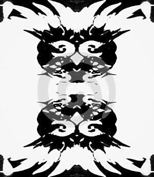 Monochrome symmetrical abstract birdy pattern