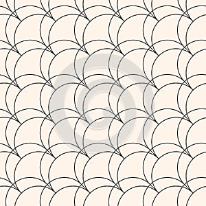 Monochrome vector geometric linear seamless pattern. Art deco style background