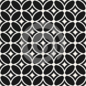Monochrome vector geometric seamless pattern with rounded grid, mesh, lattice