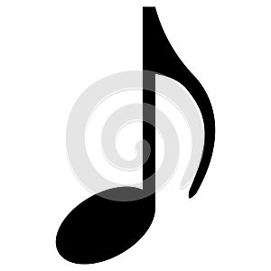 Monochrome vector graphic of a quaver note as used in sheet music to represent the notes in a song photo