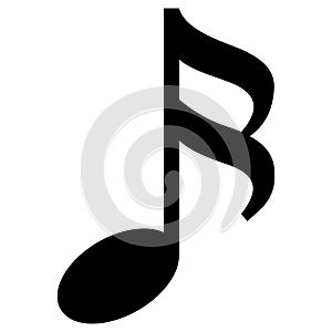 Monochrome vector graphic of a semi quaver note as used in sheet music to represent the notes in a song