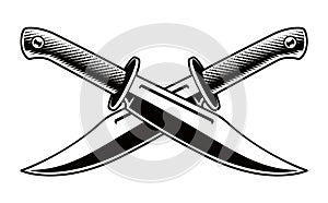 Vector illustration of crossed knives on white background photo