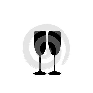 Monochrome vector illustration of two champaign glasses