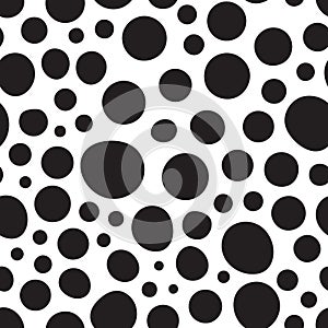 Monochrome vector seamless pattern. Black round spots.