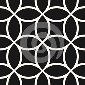 Monochrome vector seamless pattern with circular mesh, grid, net, lattice