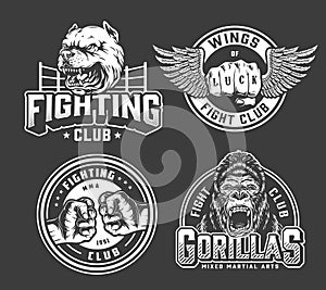 Monochrome vintage fighting logos