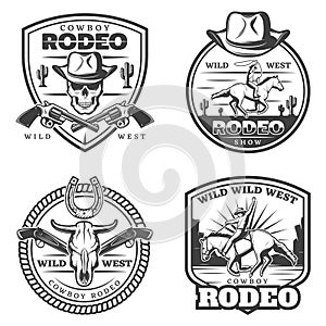 Monochrome Vintage Rodeo Emblems Set