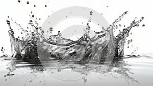 A monochrome water splash captured in mid-air. Generative ai