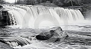 Monochrome Waterfall Cascade