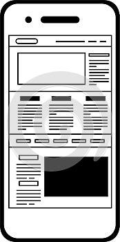 Monochrome Web screen viewed on a smartphone