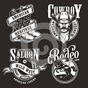 Monochrome wild west labels