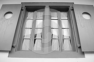 Monochrome window photo in black and white