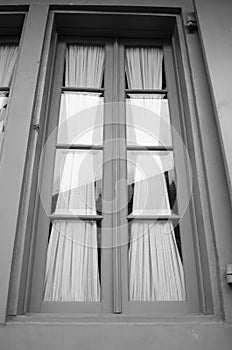 Monochrome window photo in black and white