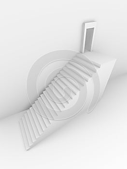 Monochromic 3d rendered image of stair to door