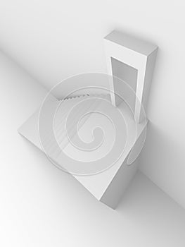 Monochromic 3d rendered image of stair to door