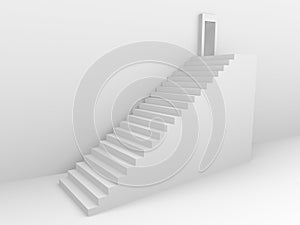 Monochromic 3d rendered image of stair to door