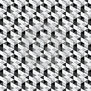 Monochromic geometric 3D pattern and background in gray scale