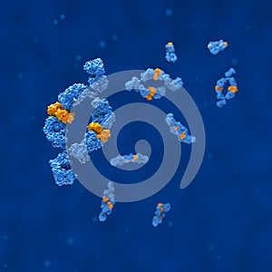 Monoclonal antibodies (Adalimumab) - closeup view 3d illustration