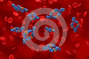 Monoclonal antibodies (Adalimumab) - isometric view 3d illustration