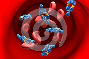 Monoclonal antibodies (Adalimumab) - section view 3d illustration