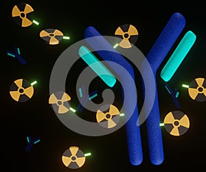 a monoclonal antibody is paired with a radioactive material, or radiotracer. radioimmunotherapy