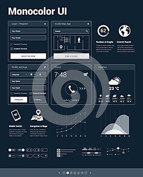 Monocolor UI kit - set of user interface design