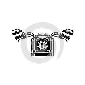 Monocrome Classic Motorcycle Vector Front View Concept photo