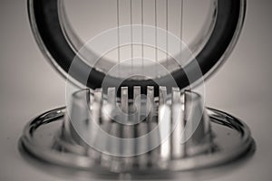Monocrome macro shot of a metal egg cutter