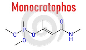 Monocrotophos organophosphate insecticide molecule. Also known to be persistent organic pollutant. Skeletal formula.