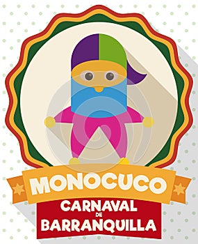 Monocuco in a Button in Flat Style for Barranquilla`s Carnival, Vector Illustration photo