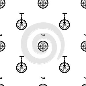 Monocycle icon in black style isolated on white background. Circus pattern stock vector illustration.