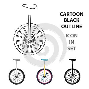 Monocycle icon in cartoon style isolated on white background. Circus symbol stock vector illustration.