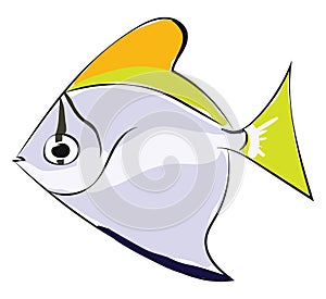 Monodactylus argentus/Silver moonyfish/Silver moony/Butter bream/Diamondfish vector or color illustration