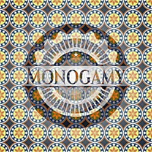 Monogamy arabic badge background. Arabesque decoration