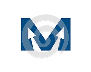 Monogram anagram of initial letter M for mega arrow logo