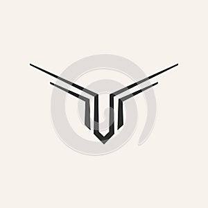monogram bird or wings art logo vector design