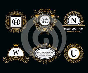 Monogram design elements graceful template.