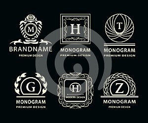 Monogram design elements graceful template.