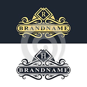 Monogram design elements, graceful template. Calligraphic Elegant line art logo design