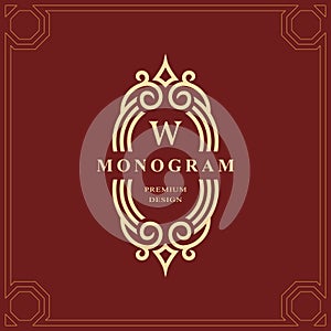 Monogram design elements, graceful template. Calligraphic elegant line art logo design. Capital Letter emblem sign W for Royalty,