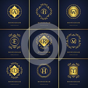 Monogram design elements, graceful template. Calligraphic elegant line art logo design. Letter emblem B, A, E, T, R, L, H, W, M fo