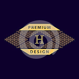 Monogram design elements, graceful template. Calligraphic elegant line art logo design. Letter emblem H. Business sign for Royalty