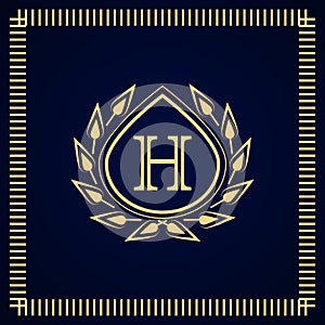 Monogram design elements, graceful template. Calligraphic elegant line art logo design. Letter emblem H. Business sign for Royalty