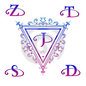 Monogram design elements, graceful template. Calligraphic elegant line art logo design. Letter emblem J, S, D, Z, T. Business sign