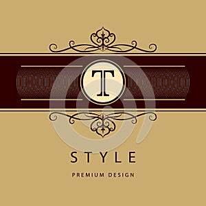 Monogram design elements, graceful template. Elegant line art logo design. Business sign, identity for Restaurant, Royalty