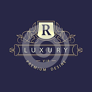 Monogram design elements, graceful template. Elegant line art logo design. Business sign, identity for Restaurant, Royalty