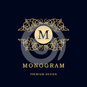 Monogram design elements, graceful template. Elegant line art logo design. Business sign, identity for Restaurant, Royalty